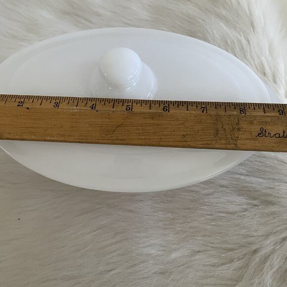 Vintage Glasbake White 1 Quart Casserole Dish W/ Lid Red Polka Dots Rare - Picture 6 of 8